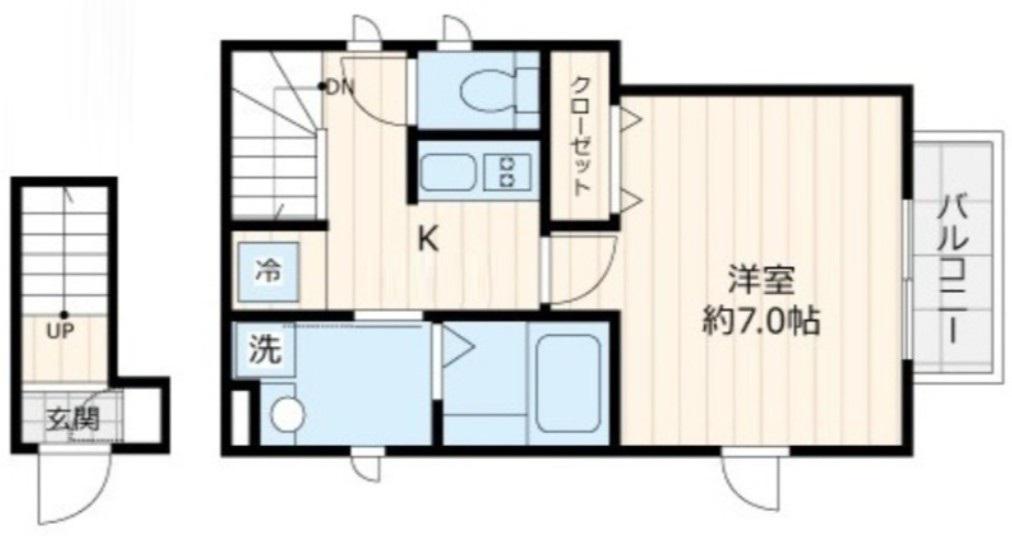 シャインピュア(1K/2階)の間取り写真