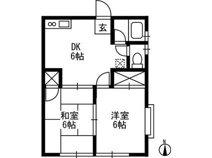 メゾングリューネ(2DK/1階)の間取り写真