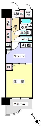 ライオンズシティ新潟(1K/5階)の間取り写真
