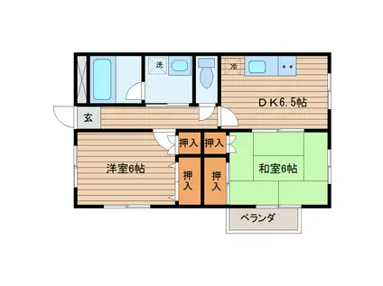 トーセンコーポII(2DK/1階)の間取り写真