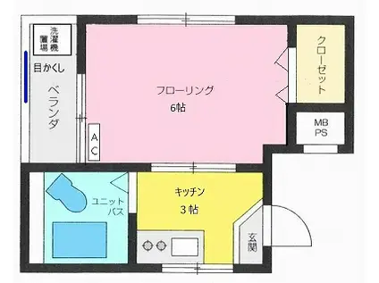 宇津木ビル(1K/3階)の間取り写真
