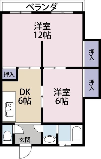 富士茜ハイツ(2K/2階)の間取り写真