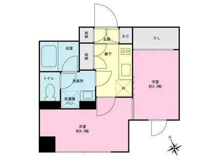 プライムネクサス品川鮫洲(2K/1階)の間取り写真