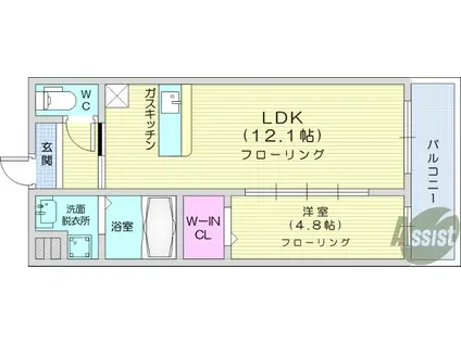 メゾンド桜(1LDK/3階)の間取り写真
