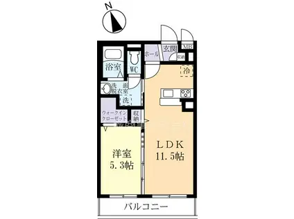 エクセラン阿見(1LDK/1階)の間取り写真