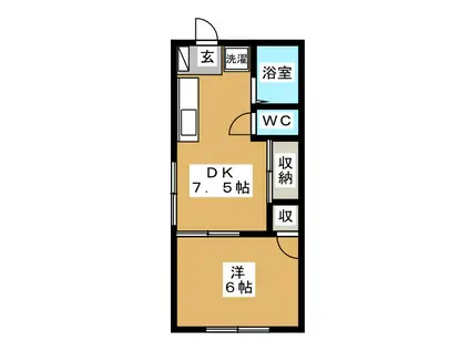 リバーサイド矢上(1DK/1階)の間取り写真
