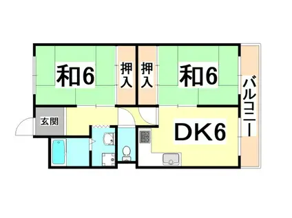 エスポワールコナカビル(2DK/4階)の間取り写真