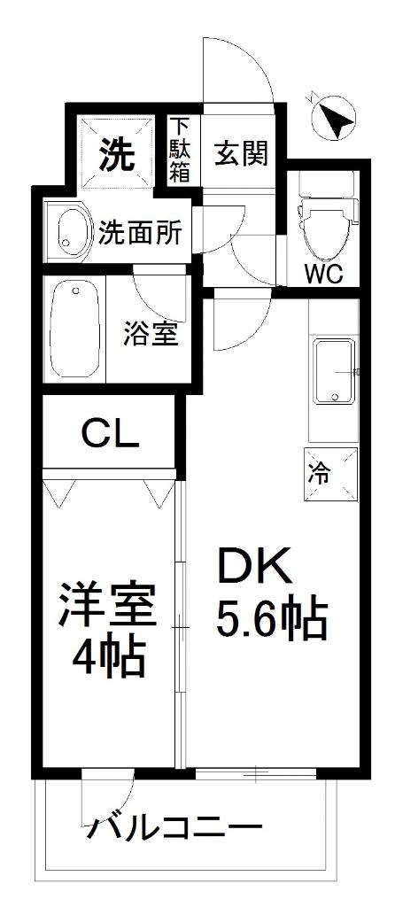 PROVIRT子平町(1DK/5階)の間取り写真