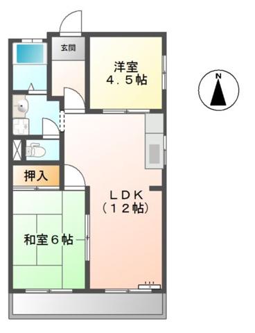 シャトー一宮(2LDK/1階)の間取り写真
