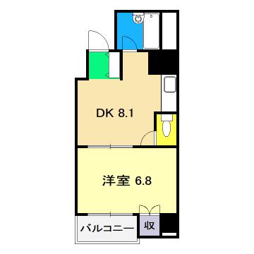 シティガーデン上町(1K/6階)の間取り写真