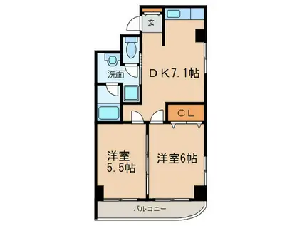 アゴラ葵(2DK/6階)の間取り写真