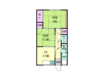 東生駒マンション(2DK/3階)の間取り写真
