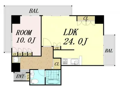 ザグランビューオオサカ(1LDK/7階)の間取り写真