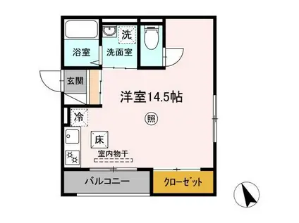 レセンテSFKB棟(ワンルーム/1階)の間取り写真