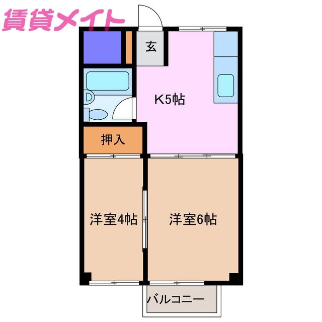 メゾンかおり(2K/2階)の間取り写真