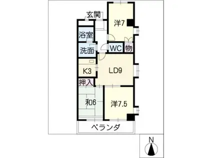 アイレックスミヤケ(3LDK/2階)の間取り写真