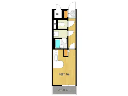 ライオンズマンション黒崎(ワンルーム/3階)の間取り写真