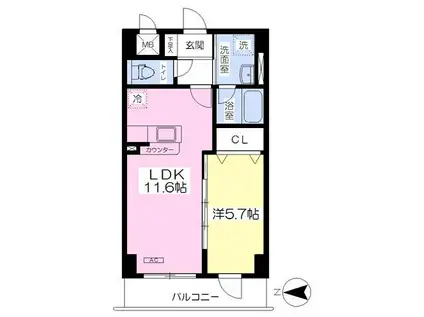 CASA LA VERDE(1LDK/4階)の間取り写真