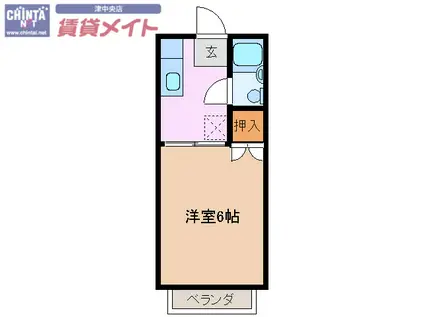 峰地ハイツ(1K/1階)の間取り写真