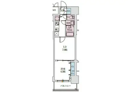 スプランディッド上本町ウエストII(2K/8階)の間取り写真
