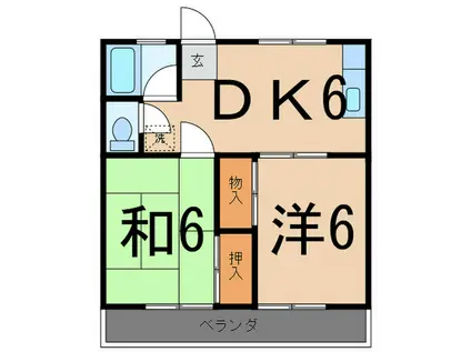 ロスピック森戸(2DK/2階)の間取り写真
