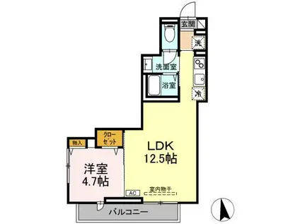 スピアナート北石堂(1LDK/3階)の間取り写真