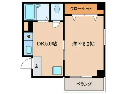 ラプラージュ同心(1DK/3階)の間取り写真