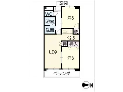 ファミーユ立花(2LDK/4階)の間取り写真