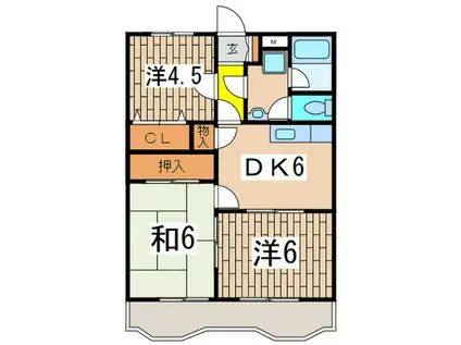 レインボーパレス(3DK/2階)の間取り写真