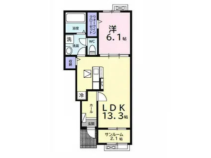 クレスト(1LDK/1階)の間取り写真