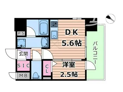 ジオエント梅田北リバーフロント(1DK/10階)の間取り写真