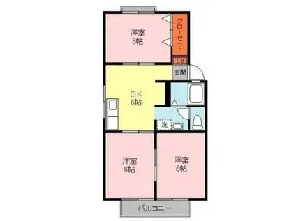 カーサ若葉A(3DK/2階)の間取り写真