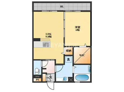 オッツ古賀島(1LDK/2階)の間取り写真