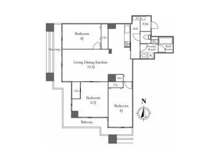 リバーシティ21イーストタワーズ(3LDK/21階)の間取り写真