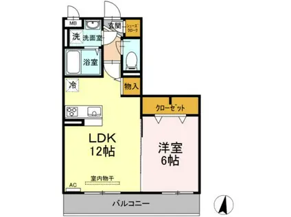 銀河タウン E(1LDK/2階)の間取り写真