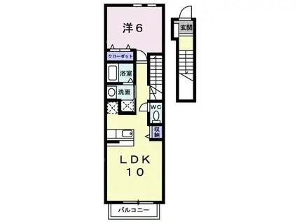 フォリアカーサ(1LDK/2階)の間取り写真