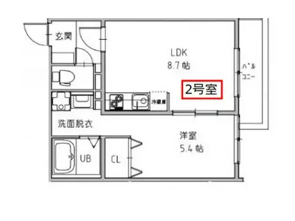 オガールコートフセ(1LDK/2階)の間取り写真