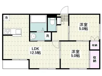 エクシール湘南B(2LDK/2階)の間取り写真