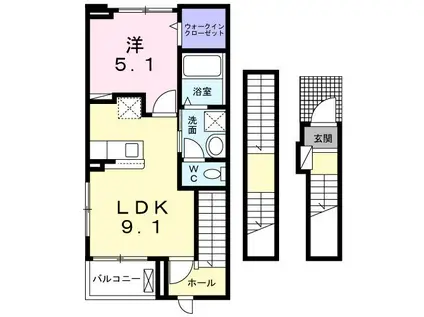 エスポワール城東(1LDK/3階)の間取り写真