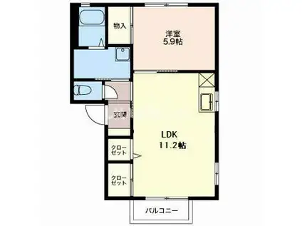 マティーナB(1LDK/2階)の間取り写真