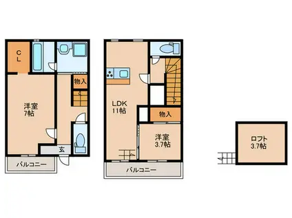 フェリスフルータ(2LDK/1階)の間取り写真