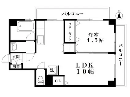 Eナカジマ(1LDK/6階)の間取り写真