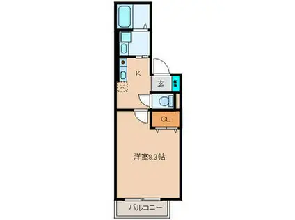 メモリーコートMISA(1K/1階)の間取り写真