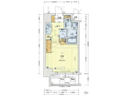 セオリー難波パレ(1K/2階)の間取り写真