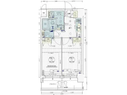 エステムコート難波Vブロード(2K/9階)の間取り写真