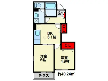 エンジェルベル杉A(2DK/1階)の間取り写真