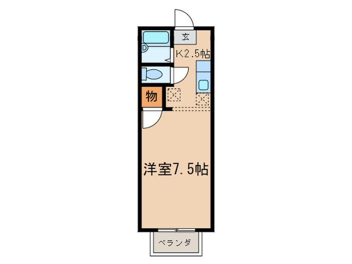 エバーグリーン(1K/2階)の間取り写真