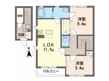レガロ高松(2LDK/2階)の間取り写真