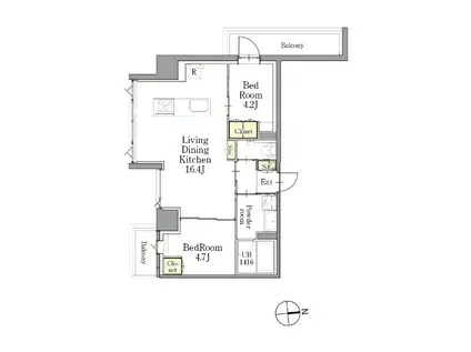 CLASSEUM仙台新寺通(2LDK/9階)の間取り写真