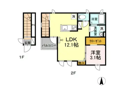 DOLCEVITA(1LDK/2階)の間取り写真